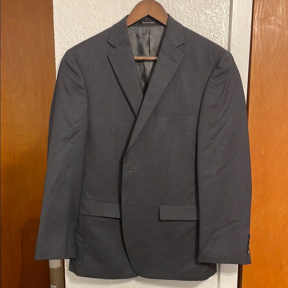 Calvin Klein Men's Black & Grey Checkered Suit Jacket